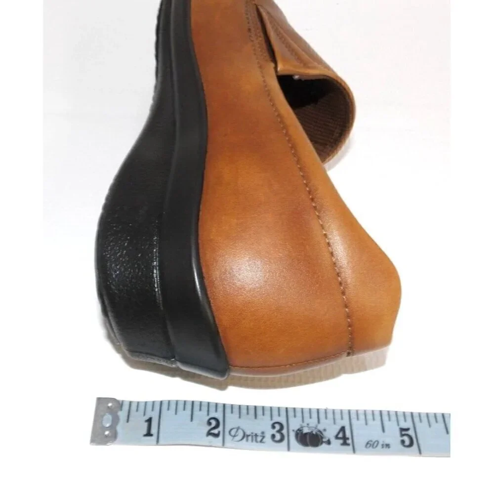 ECCO brown leather loafers wedge heel women's size 41 US 10